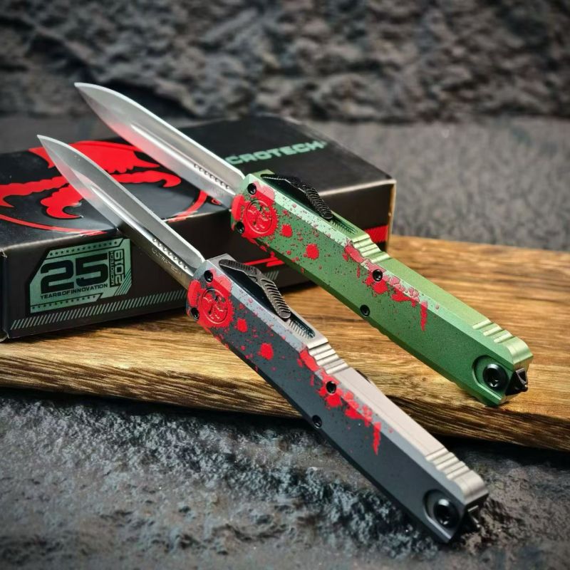 MT UT-Zombie OTF AUTO Knife 3.23" D2 Plain Blade, Aluminum Alloy Handles