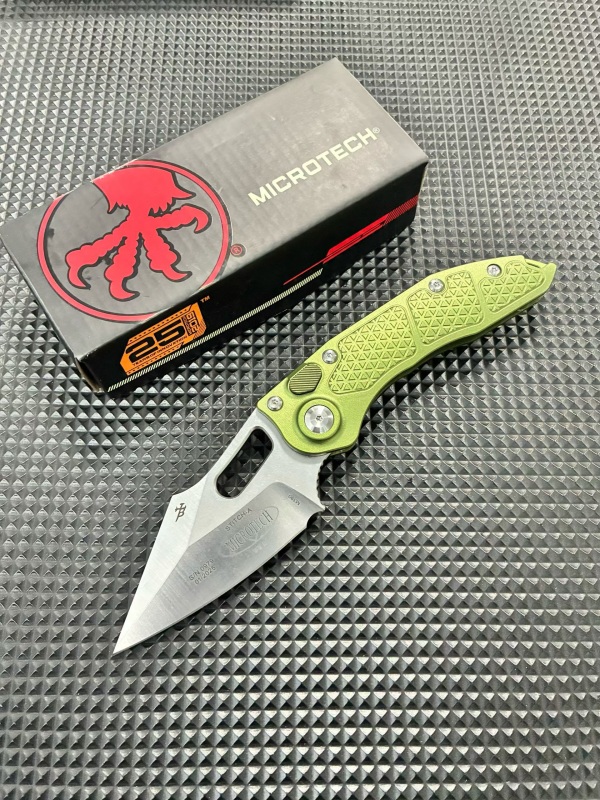 MT Stitch-I AUTO Folding Knife 3.03" M390 Black Blade, T6-6061 Handles