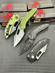 MT Stitch-I AUTO Folding Knife 3.03" M390 Black Blade, T6-6061 Handles