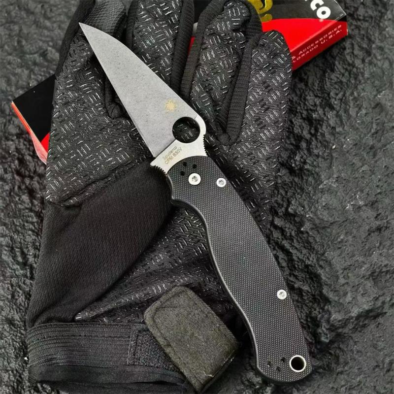 Spy C81 Beak Paramilitary 2 Folding Knife 3.15" CPM-S30V Satin Plain Blade, G10 Handles - C81GP2