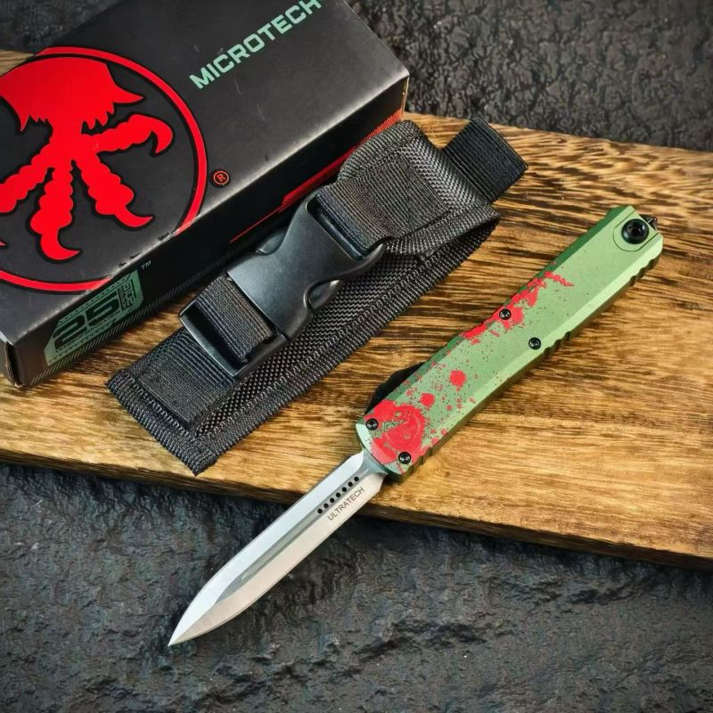 MT UT-Zombie OTF AUTO Knife 3.23" D2 Plain Blade, Aluminum Alloy Handles