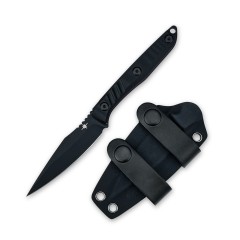 Toor Knives Secret Fixed Blade Knife 3.54" 8Cr13 Black Point Blade, Black G10 Handles