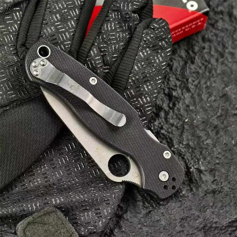 Spy C81 Beak Paramilitary 2 Folding Knife 3.15" CPM-S30V Satin Plain Blade, G10 Handles - C81GP2