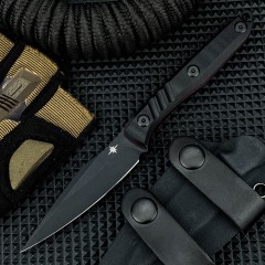 Toor Knives Secret Fixed Blade Knife 3.54" 8Cr13 Black Point Blade, Black G10 Handles