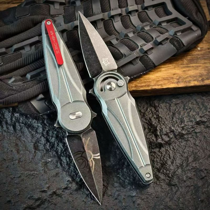 FX-551ALG Saturn Folding Knife 2.48" N690Co Satin Plain Blade,  Aluminum alloy Handles