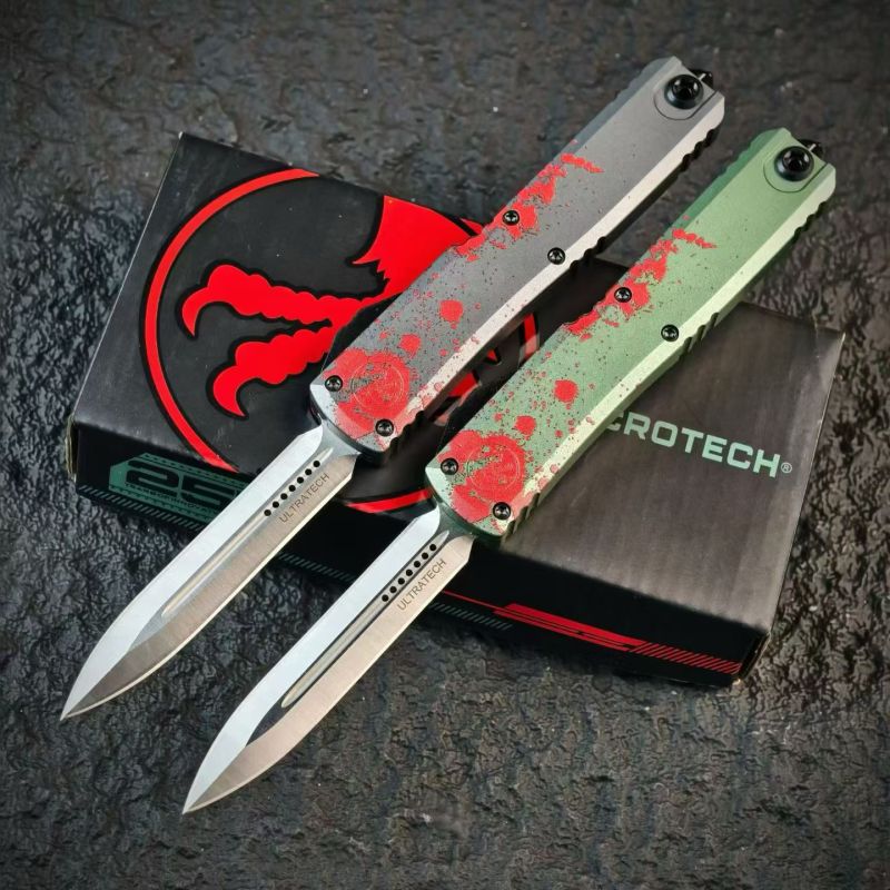 MT UT-Zombie OTF AUTO Knife 3.23" D2 Plain Blade, Aluminum Alloy Handles