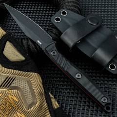 Toor Knives Secret Fixed Blade Knife 3.54" 8Cr13 Black Point Blade, Black G10 Handles