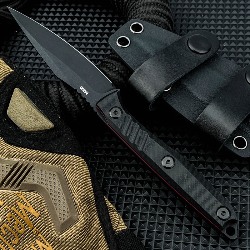 Toor Knives Secret Fixed Blade Knife 3.54" 8Cr13 Black Point Blade, Black G10 Handles