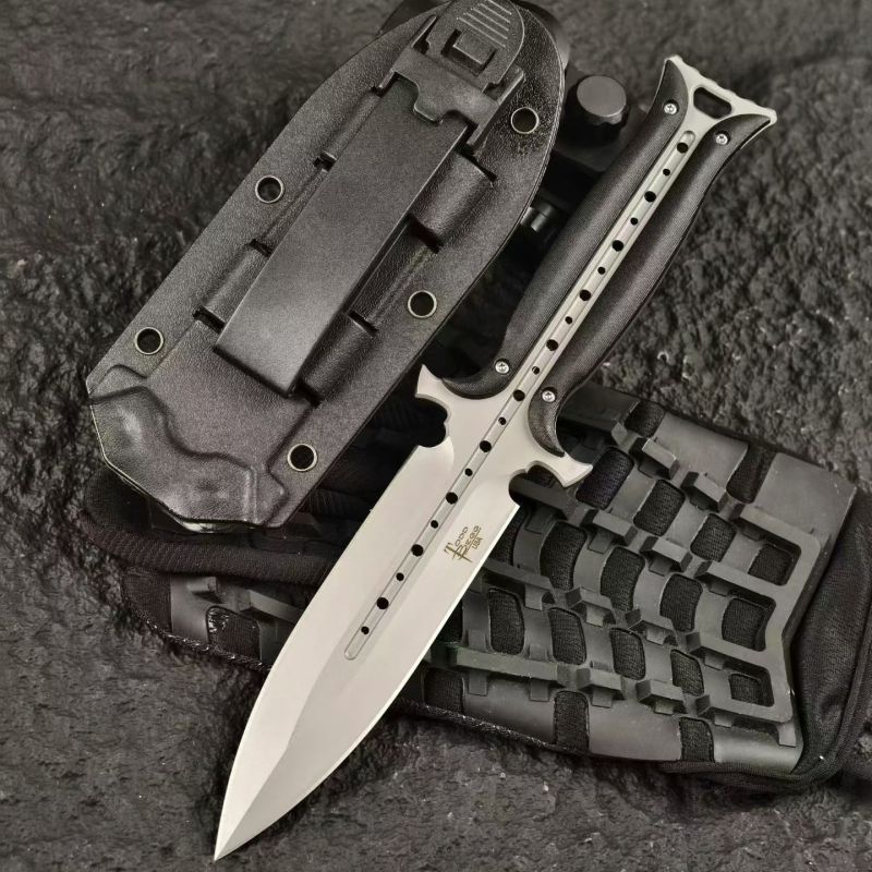 Todd Begg Knives Fixed Blade Knife 4.61" 7Cr13 Double Edge Dagger, Nylon Fiber Handles