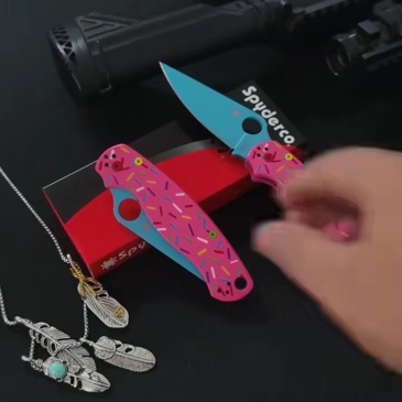 Spy C81 Donut Folding Knife 3.15" CPM-S30V Satin Plain Blade, Aluminum Alloy Handles - C81GP2