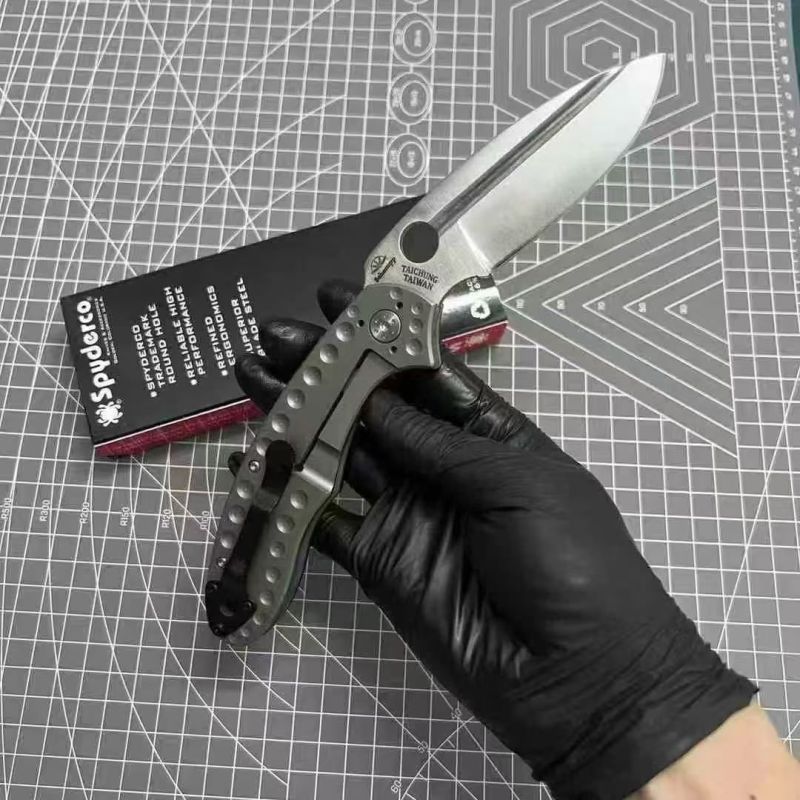 Spy C151 Folding Knife 3.66" CPM-3V Satin Plain Blade, G10+ Titanium Handles - C151TI