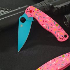 Spy C81 Donut Folding Knife 3.15" CPM-S30V Satin Plain Blade, Aluminum Alloy Handles - C81GP2