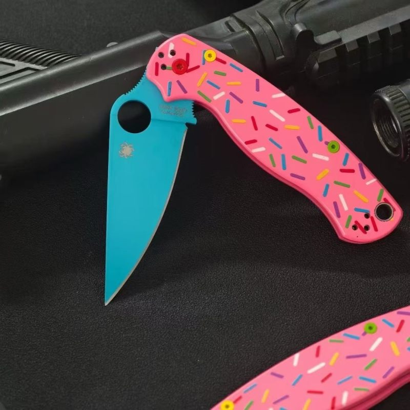 Spy C81 Donut Folding Knife 3.15" CPM-S30V Satin Plain Blade, Aluminum Alloy Handles - C81GP2