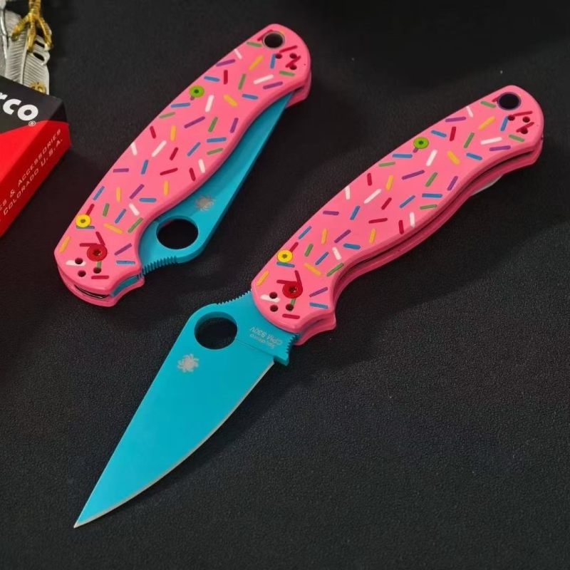 Spy C81 Donut Folding Knife 3.15" CPM-S30V Satin Plain Blade, Aluminum Alloy Handles - C81GP2