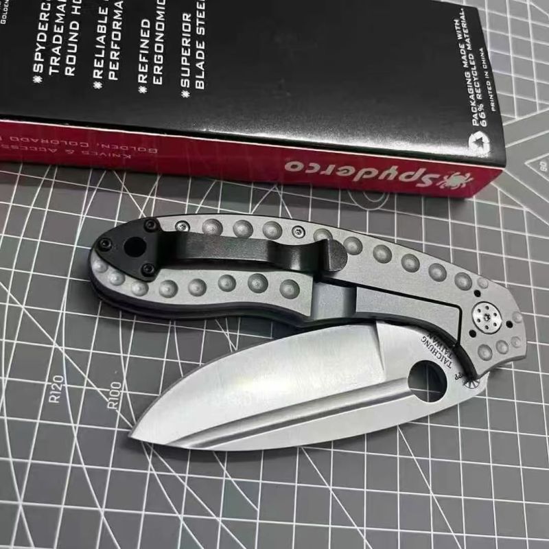 Spy C151 Folding Knife 3.66" CPM-3V Satin Plain Blade, G10+ Titanium Handles - C151TI