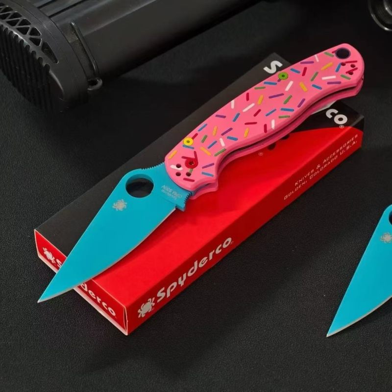 Spy C81 Donut Folding Knife 3.15" CPM-S30V Satin Plain Blade, Aluminum Alloy Handles - C81GP2