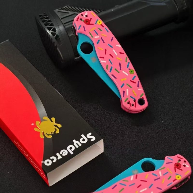 Spy C81 Donut Folding Knife 3.15" CPM-S30V Satin Plain Blade, Aluminum Alloy Handles - C81GP2