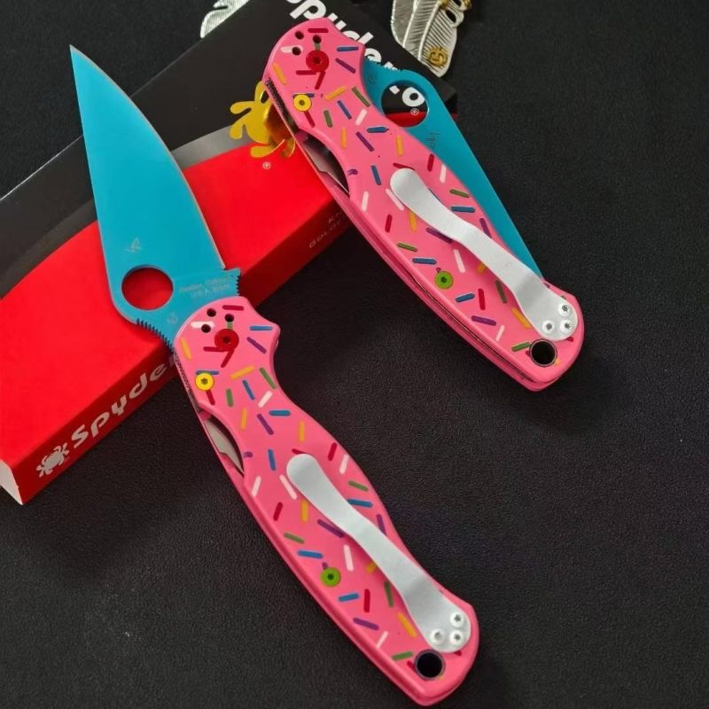 Spy C81 Donut Folding Knife 3.15" CPM-S30V Satin Plain Blade, Aluminum Alloy Handles - C81GP2