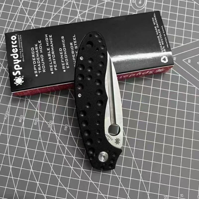 Spy C151 Folding Knife 3.66" CPM-3V Satin Plain Blade, G10+ Titanium Handles - C151TI