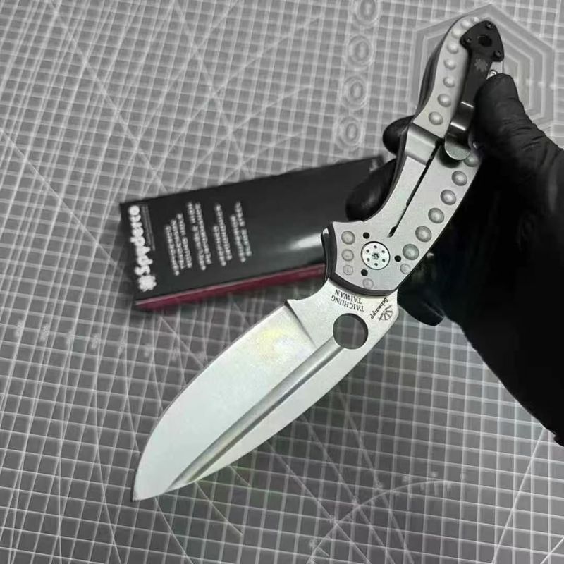 Spy C151 Folding Knife 3.66" CPM-3V Satin Plain Blade, G10+ Titanium Handles - C151TI