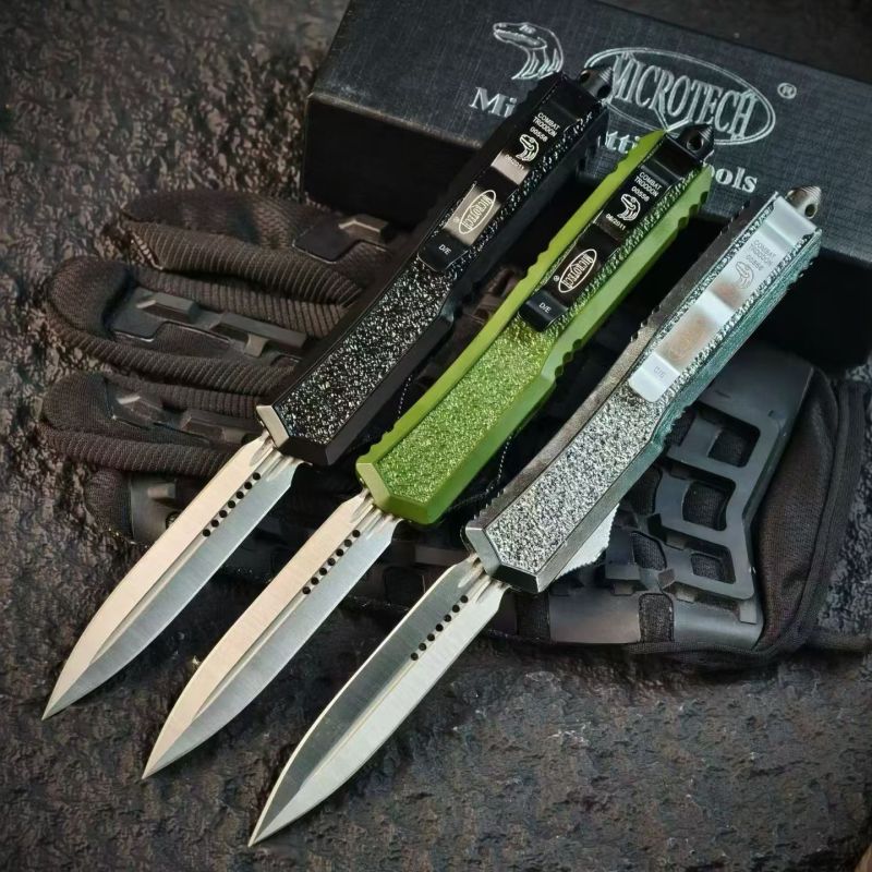 MT UTX-70 Mirror OTF AUTO Knife 3.35" 8Cr14 Blade, Zinc Alloy Handles