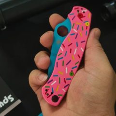Spy C81 Donut Folding Knife 3.15" CPM-S30V Satin Plain Blade, Aluminum Alloy Handles - C81GP2