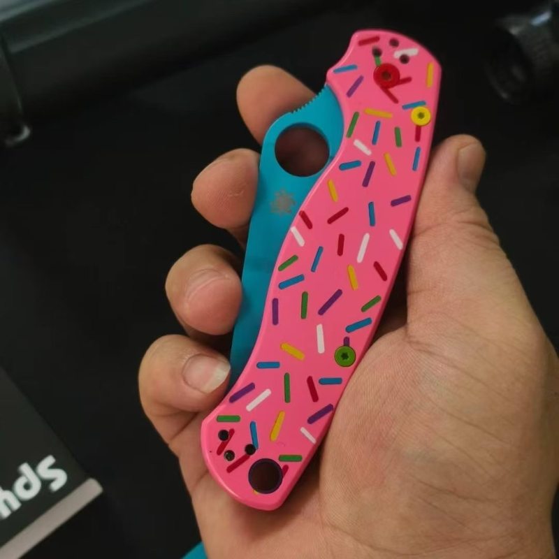 Spy C81 Donut Folding Knife 3.15" CPM-S30V Satin Plain Blade, Aluminum Alloy Handles - C81GP2