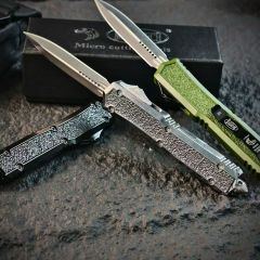 MT UTX-70 Mirror OTF AUTO Knife 3.35" 8Cr14 Blade, Zinc Alloy Handles