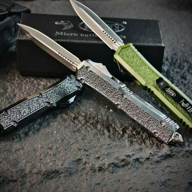 MT UTX-70 Mirror OTF AUTO Knife 3.35" 8Cr14 Blade, Zinc Alloy Handles
