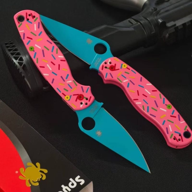 Spy C81 Donut Folding Knife 3.15" CPM-S30V Satin Plain Blade, Aluminum Alloy Handles - C81GP2