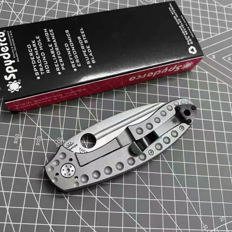 Spy C151 Folding Knife 3.66" CPM-3V Satin Plain Blade, G10+ Titanium Handles - C151TI