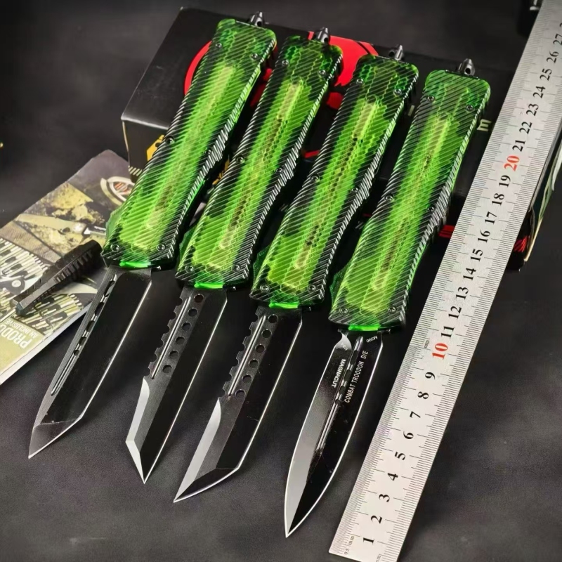 MT Green Combat Troodon OTF AUTO Knife 3.74" M390 Plain Blade, Ultem+Aluminum Alloy Handles