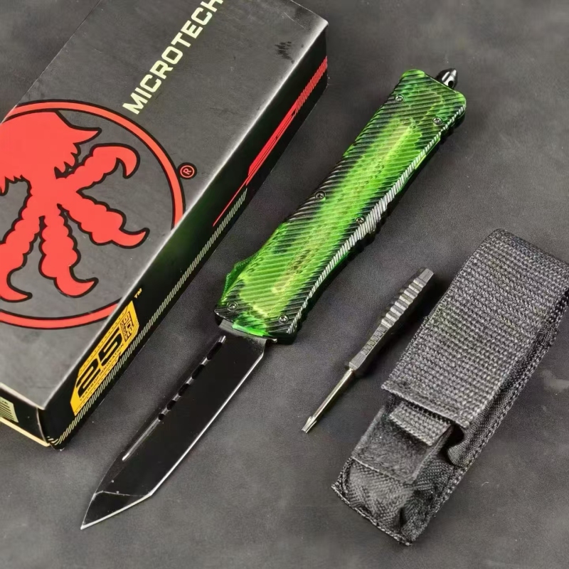 MT Green Combat Troodon OTF AUTO Knife 3.74" M390 Plain Blade, Ultem+Aluminum Alloy Handles