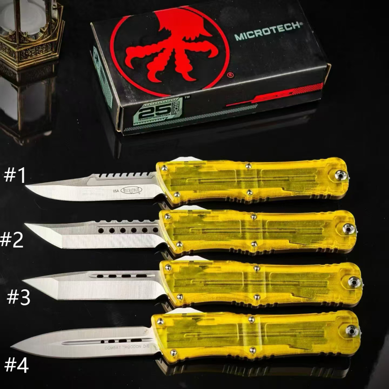 MT Yellow Combat Troodon OTF AUTO Knife 3.62" D2 Plain Blade, Ultem+Aluminum Alloy Handles