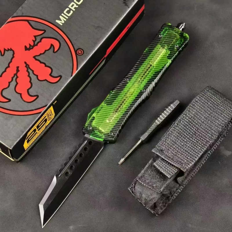 MT Green Combat Troodon OTF AUTO Knife 3.74" M390 Plain Blade, Ultem+Aluminum Alloy Handles