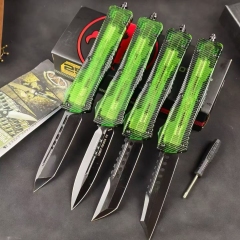 MT Green Combat Troodon OTF AUTO Knife 3.74" M390 Plain Blade, Ultem+Aluminum Alloy Handles