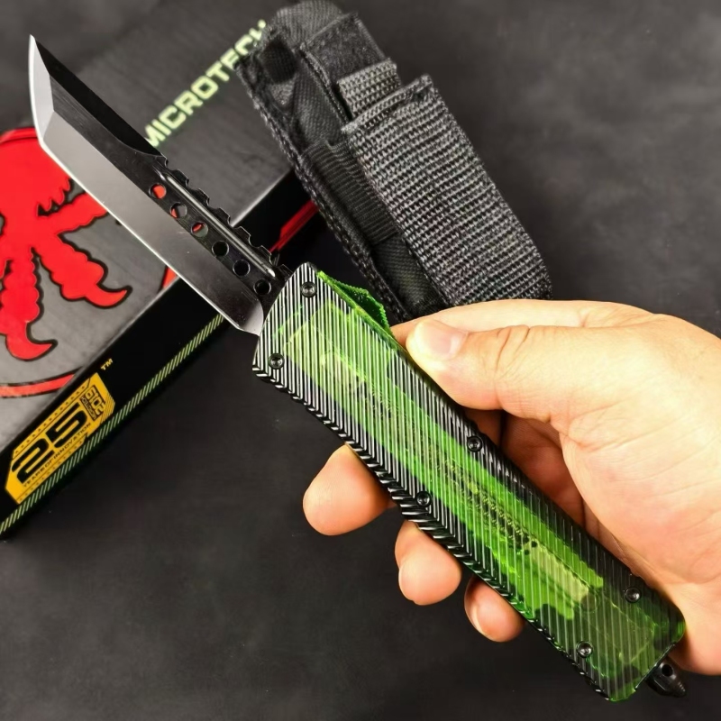 MT Green Combat Troodon OTF AUTO Knife 3.74" M390 Plain Blade, Ultem+Aluminum Alloy Handles