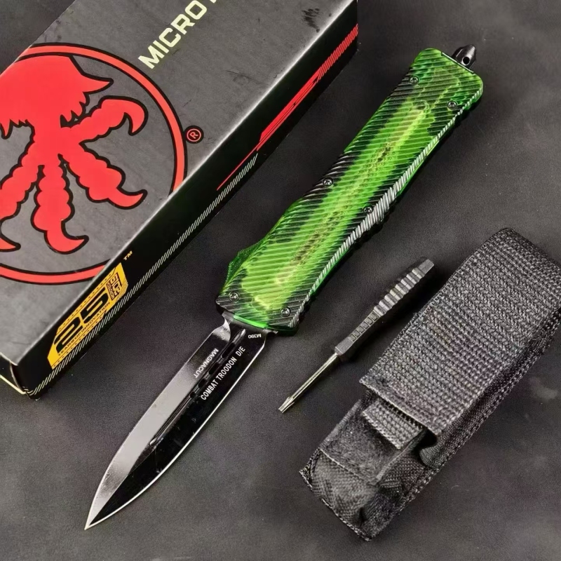 MT Green Combat Troodon OTF AUTO Knife 3.74" M390 Plain Blade, Ultem+Aluminum Alloy Handles