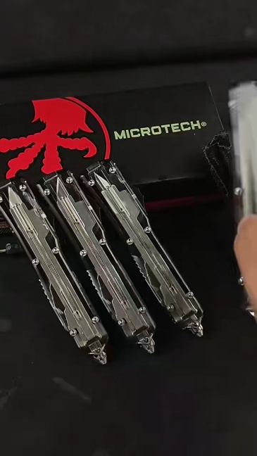 MT White UTX-70 Ultratech OTF AUTO Knife 3.34" M390 Plain Blade, Acrylic+Aluminum Alloy Handles