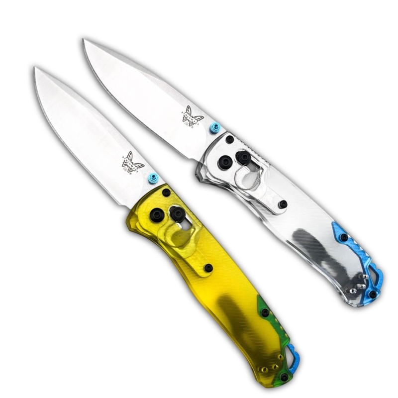 BM 535-1 Bugout AXIS Folding Knife 3.15" D2 Satin Plain Blade, PEI Handles