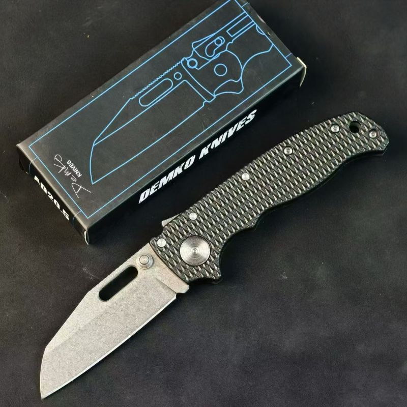 Demko AD20 Shark Lock Folding Knife 2.76" D2 Clip Point Blade, Nylon Fiber Handles
