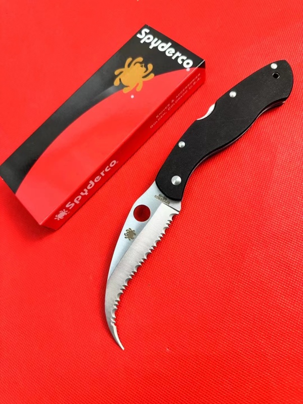 Spy C12 Civilian Folding Knife 4.13" 9Cr18 Serrated Blade, G10 Handles, Lockback - C12GS
