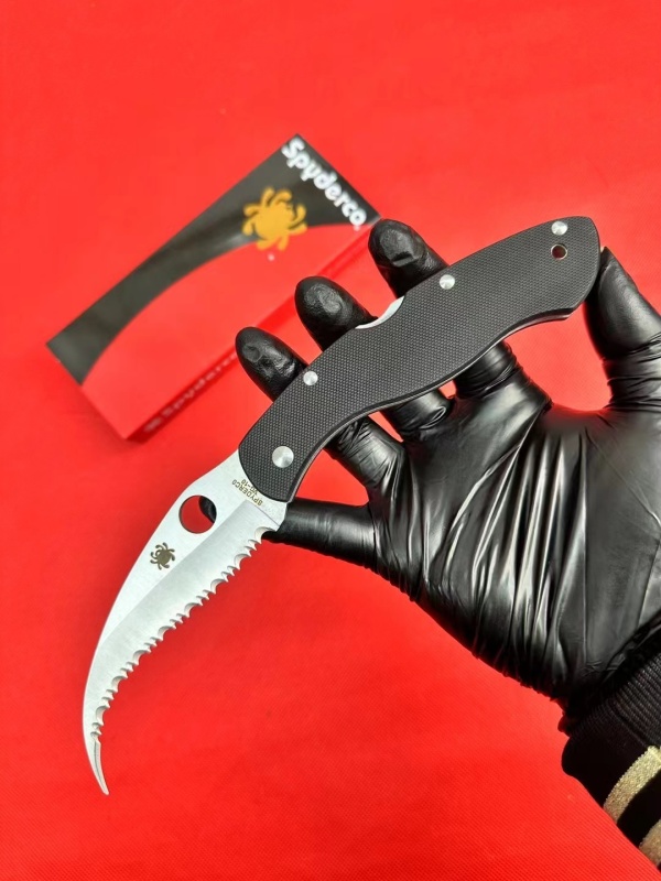Spy C12 Civilian Folding Knife 4.13" 9Cr18 Serrated Blade, G10 Handles, Lockback - C12GS