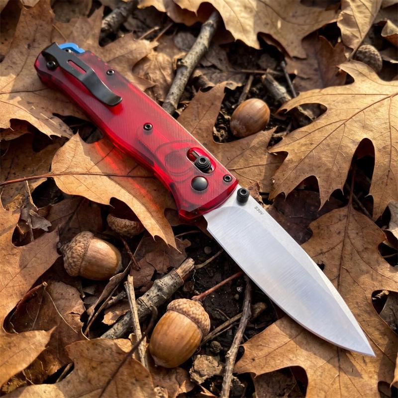 BM 535-1 Bugout AXIS Folding Knife 3.15" D2 Satin Plain Blade, PEI Handles