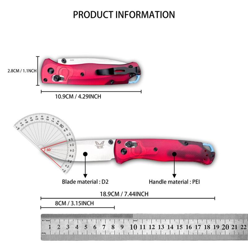 BM 535-1 Bugout AXIS Folding Knife 3.15" D2 Satin Plain Blade, PEI Handles