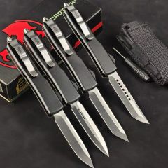 MT White UTX-70 Ultratech OTF AUTO Knife 3.34" M390 Plain Blade, Acrylic+Aluminum Alloy Handles