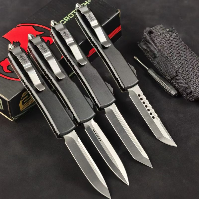 MT White UTX-70 Ultratech OTF AUTO Knife 3.34" M390 Plain Blade, Acrylic+Aluminum Alloy Handles