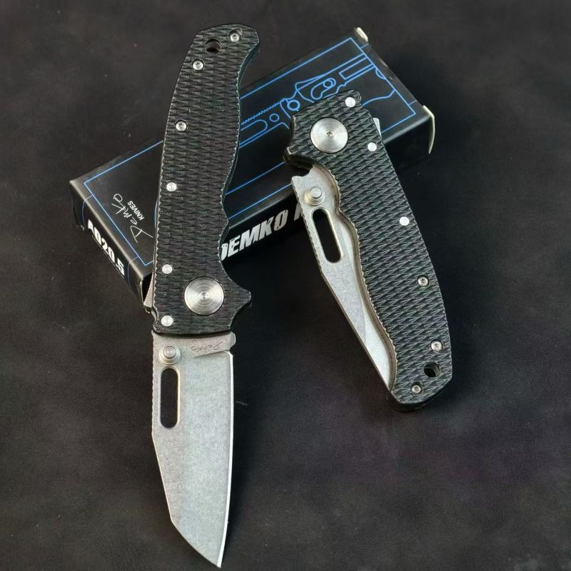 Demko AD20 Shark Lock Folding Knife 2.76" D2 Clip Point Blade, Nylon Fiber Handles