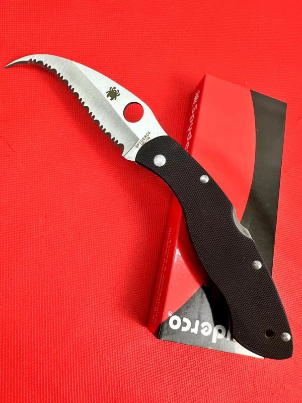 Spy C12 Civilian Folding Knife 4.13" 9Cr18 Serrated Blade, G10 Handles, Lockback - C12GS