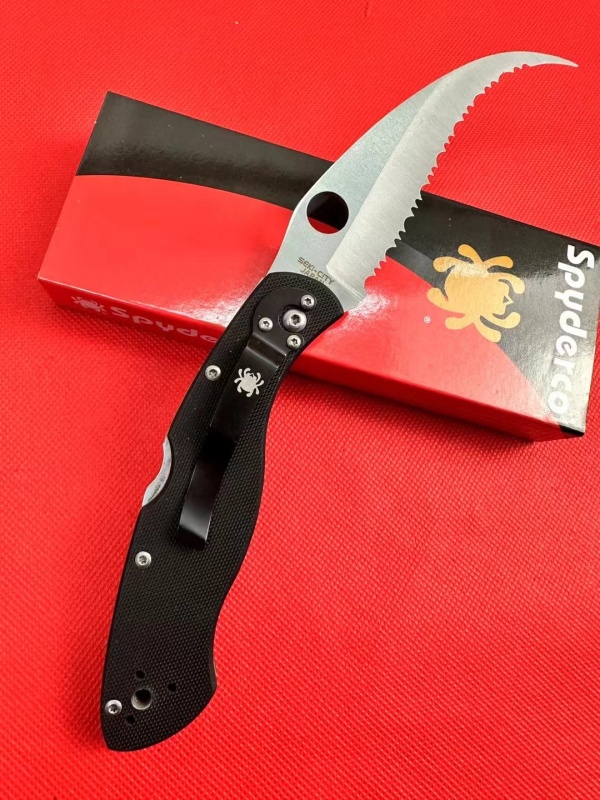 Spy C12 Civilian Folding Knife 4.13" 9Cr18 Serrated Blade, G10 Handles, Lockback - C12GS